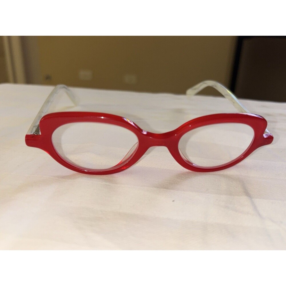 Eyebobs Peep Show Cat-Eye Reading Glasses Red Crystal White Marble